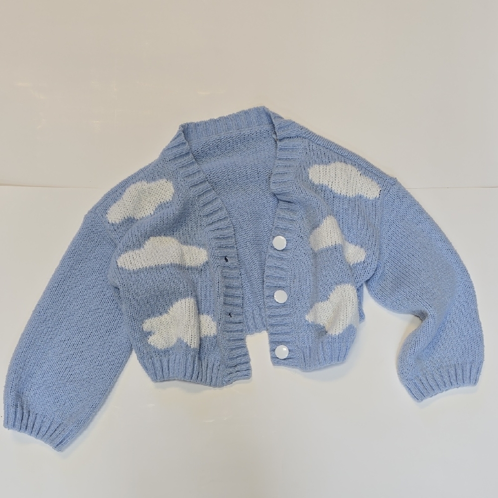 Womens Blue Cloud Cardigan